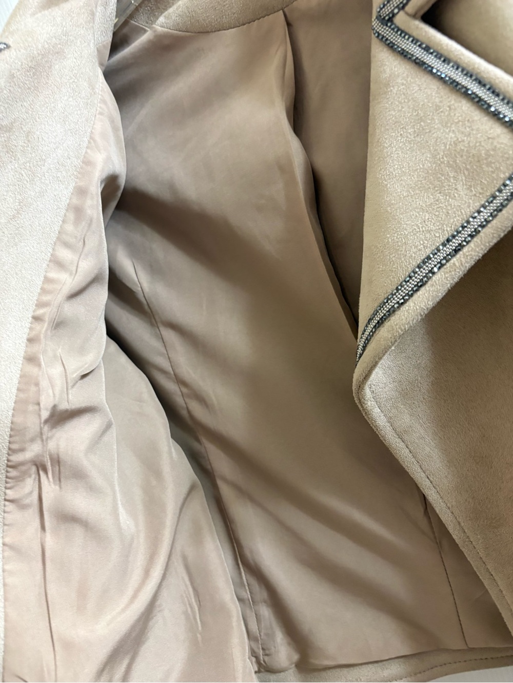 Women's Zara Beige Faux Suede Belted Jacket - Picture 15 of 17